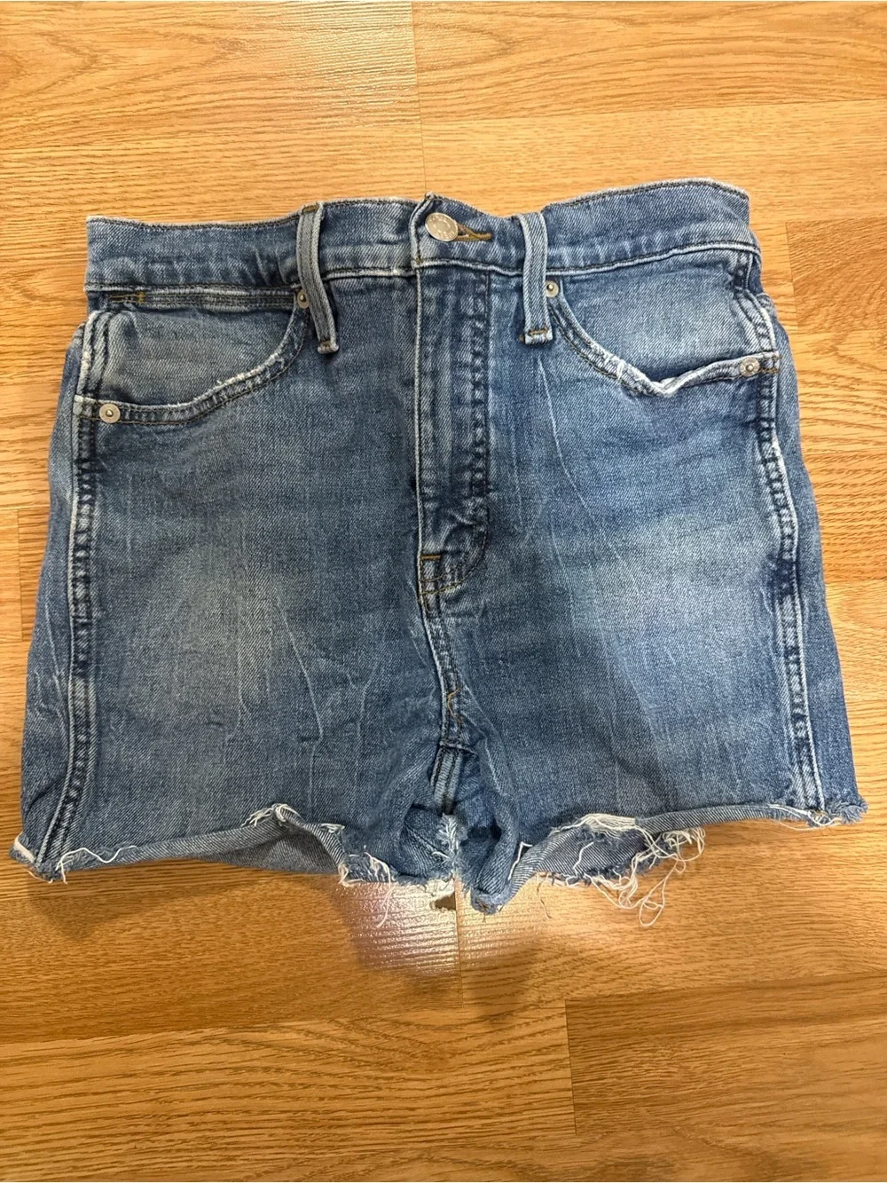 J. Crew Distressed High-Rise Denim Cutoff Shorts - Blue